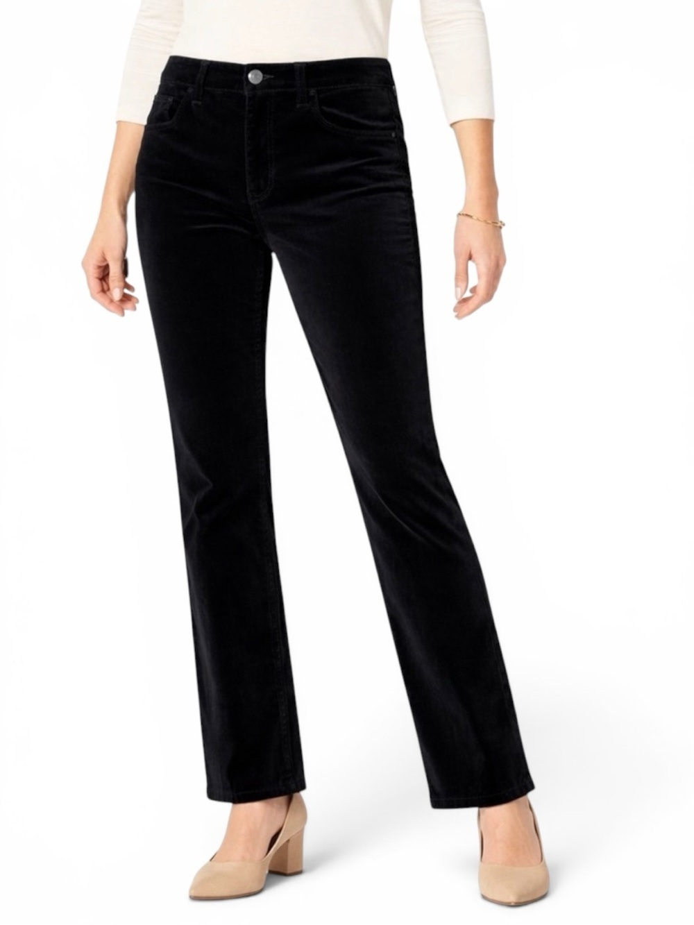 Talbots Petites Black Velvet Dress Pants Size 8 Stretch Five Pocket Classic Fit